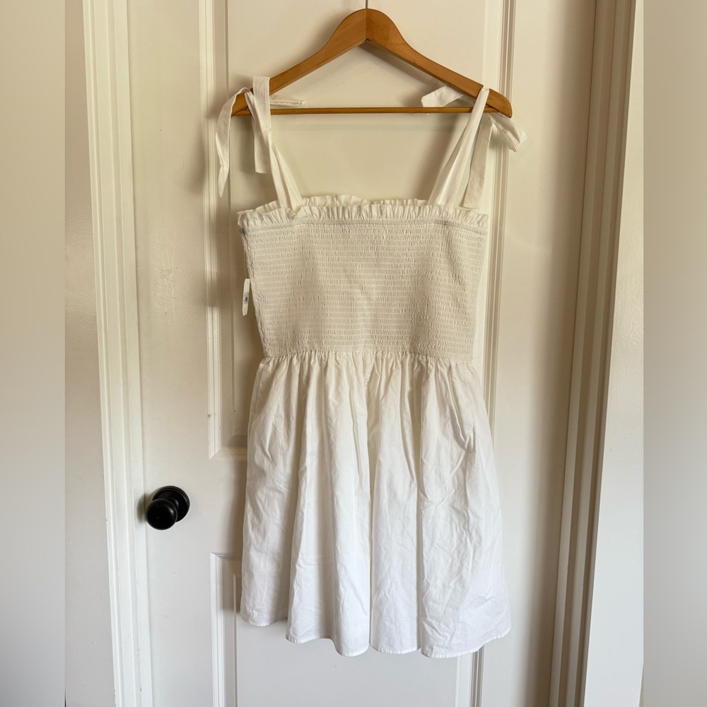 Altar’d State Cottagecore White w/ Blue Detail Summer Mini Dress Tie Straps XL - Picture 3 of 7